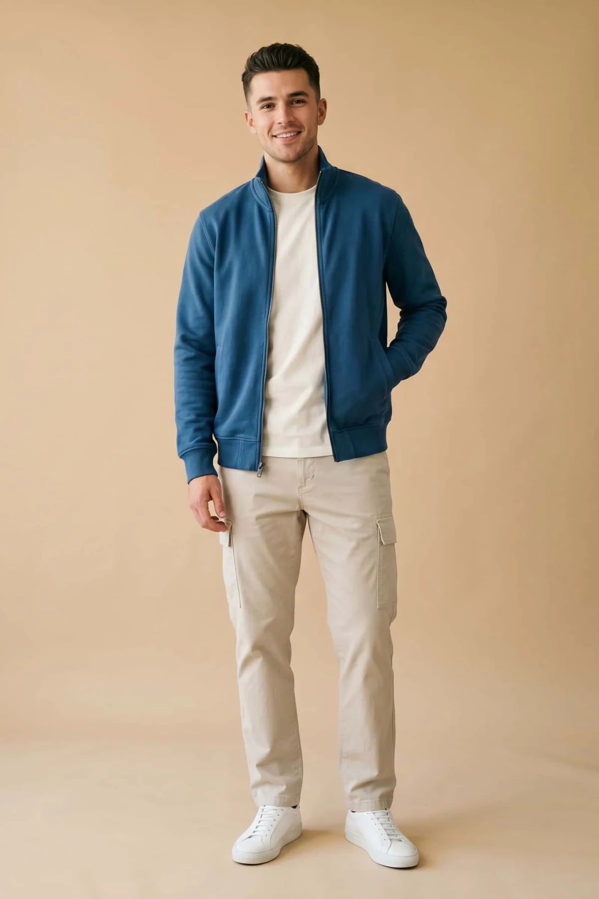 Chaqueta Full Zip Azul Cielo French Terry Premium