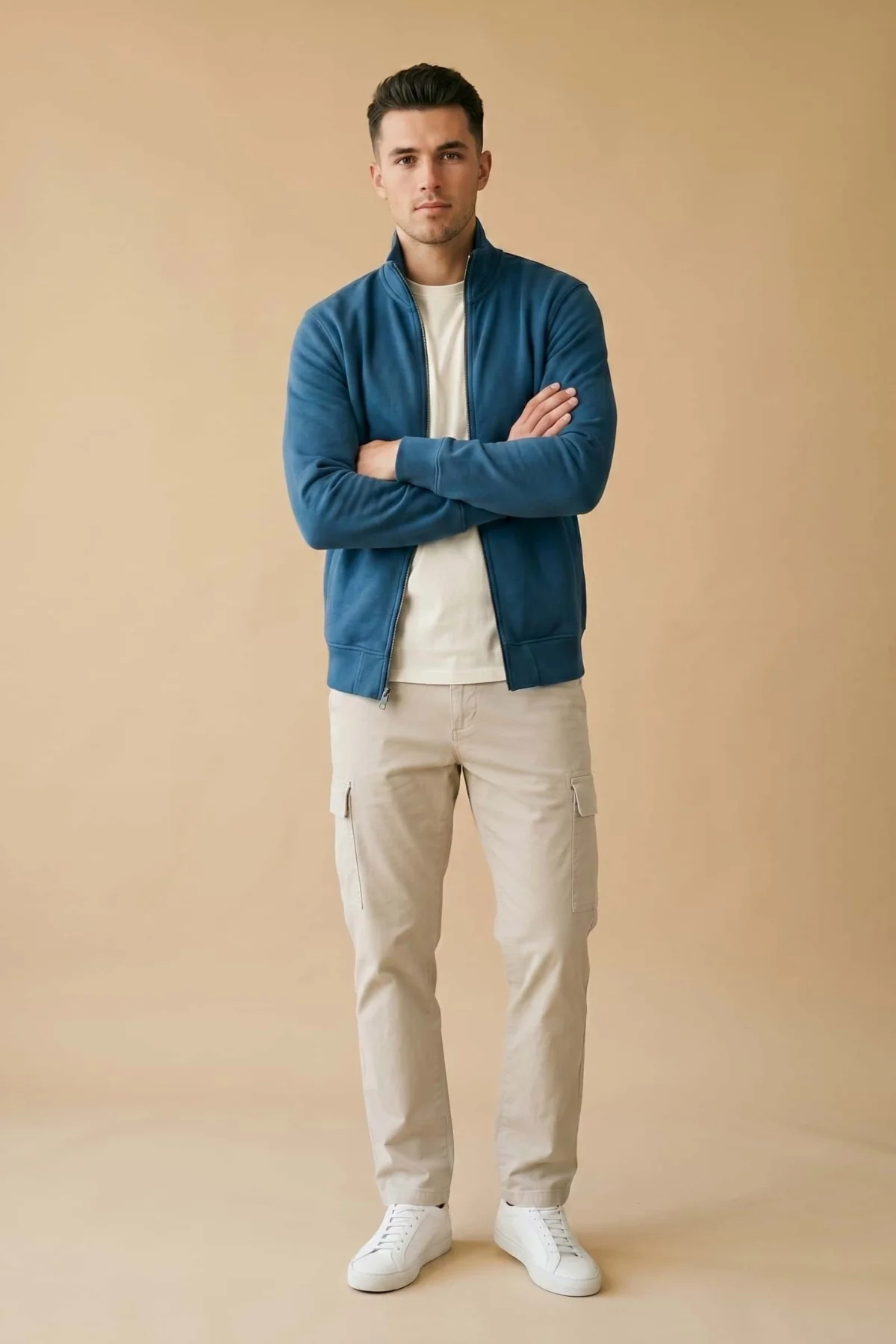 Chaqueta Full Zip Azul Cielo French Terry Premium