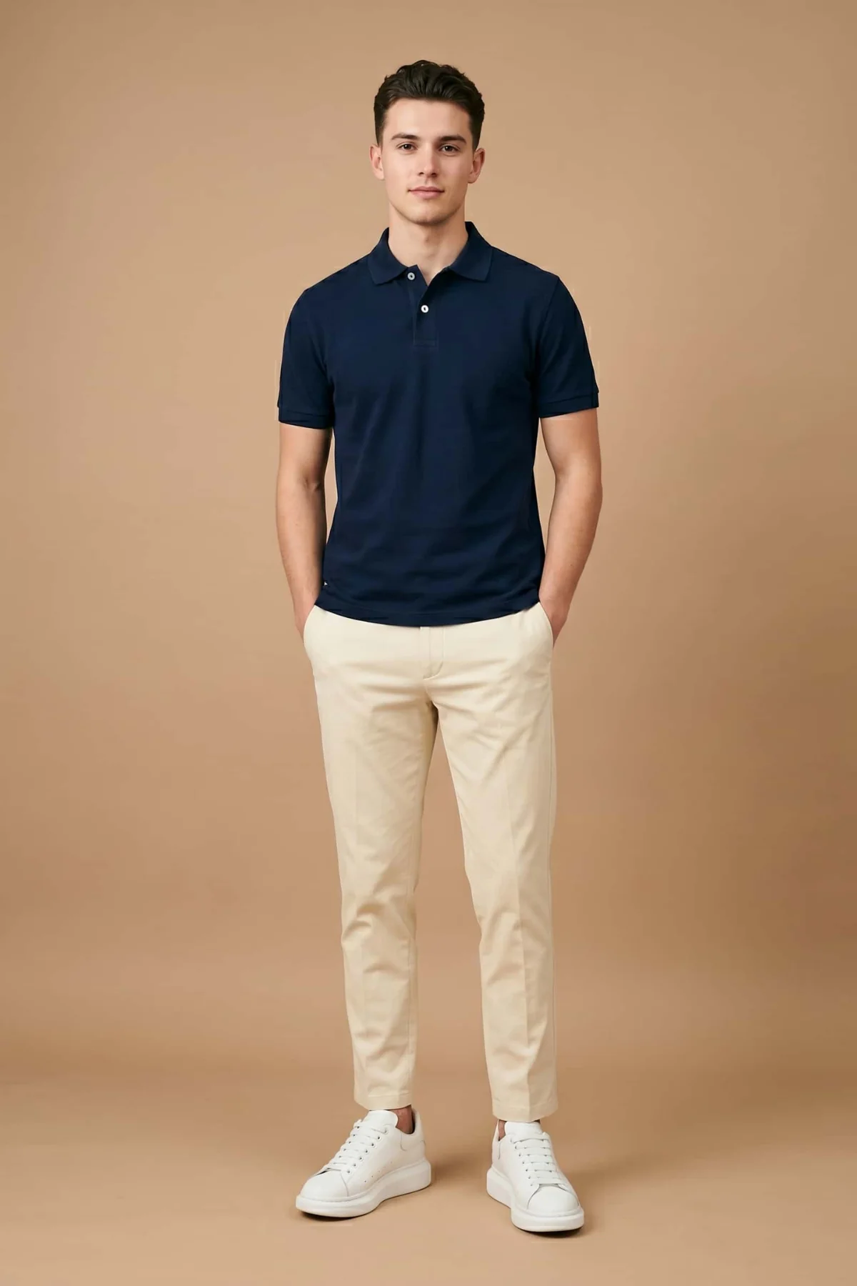 Polo Camisero Azul Marino Algodón Piqué Premium