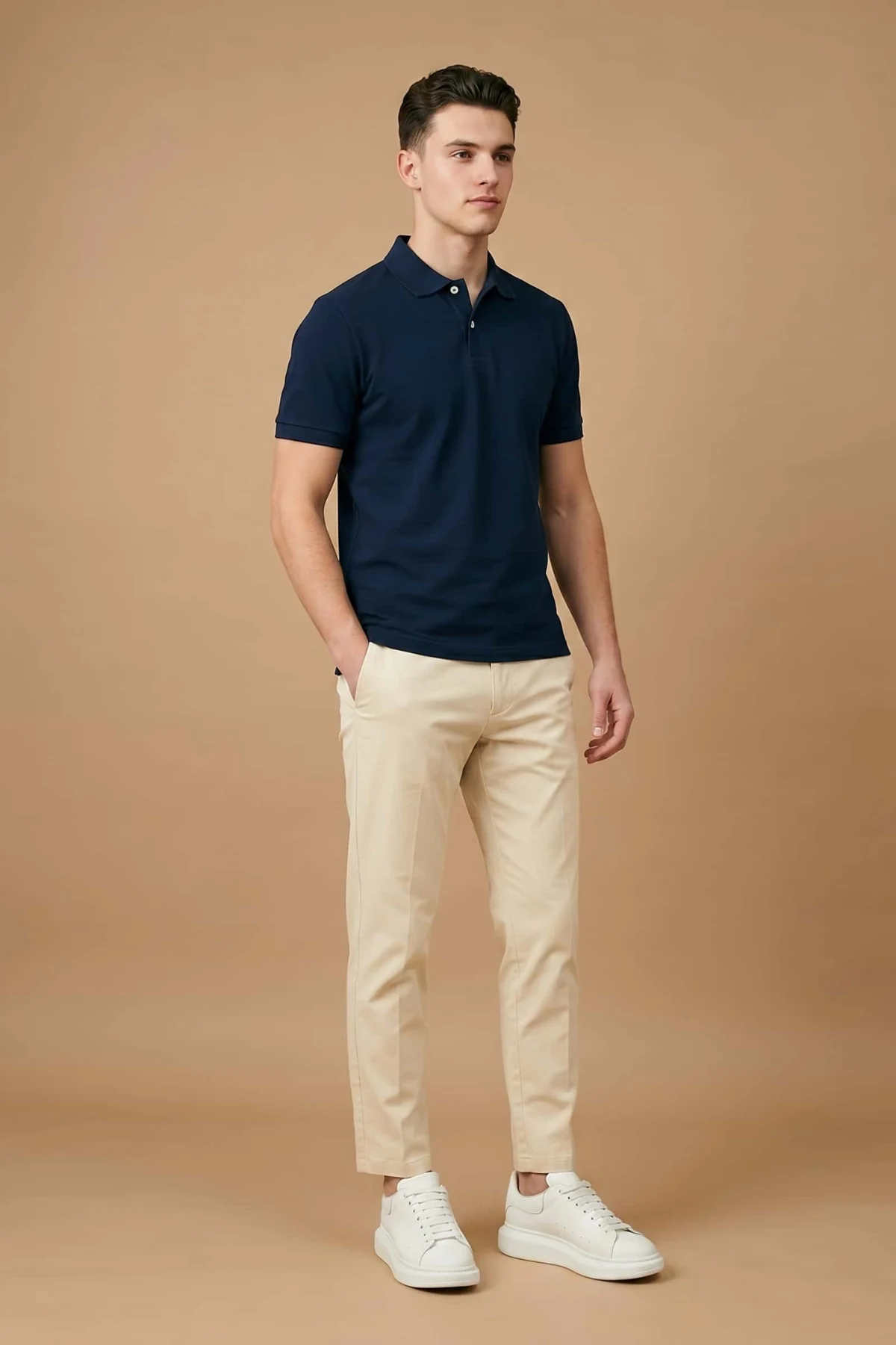 Polo Camisero Azul Marino Algodón Piqué Premium