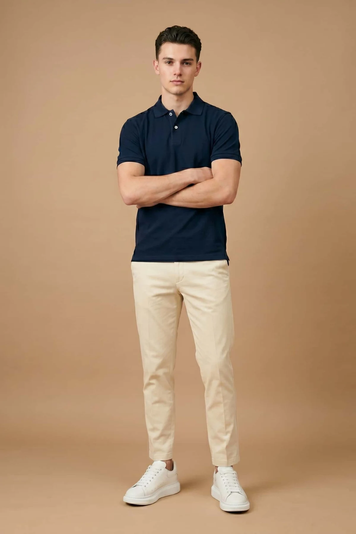 Polo Camisero Azul Marino Algodón Piqué Premium