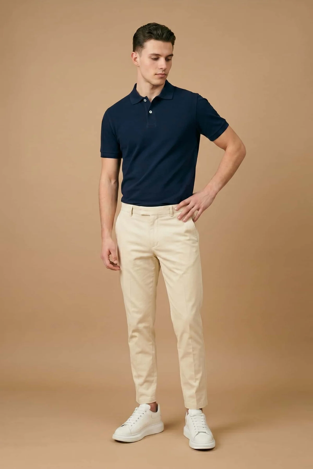 Polo Camisero Azul Marino Algodón Piqué Premium