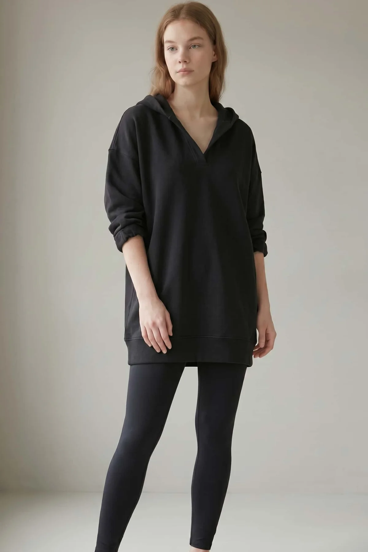 Hoodie Túnica Negro French Terry Premium