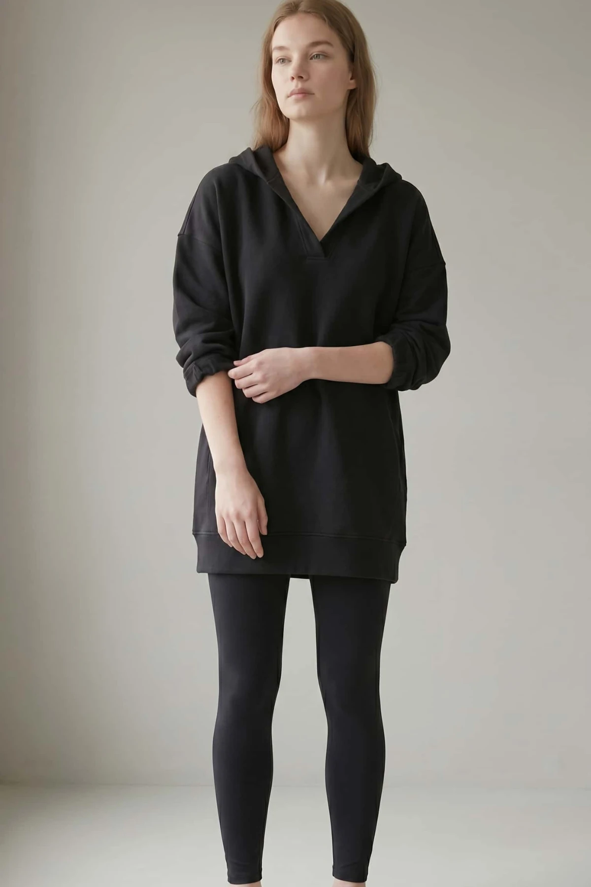 Hoodie Túnica Negro French Terry Premium