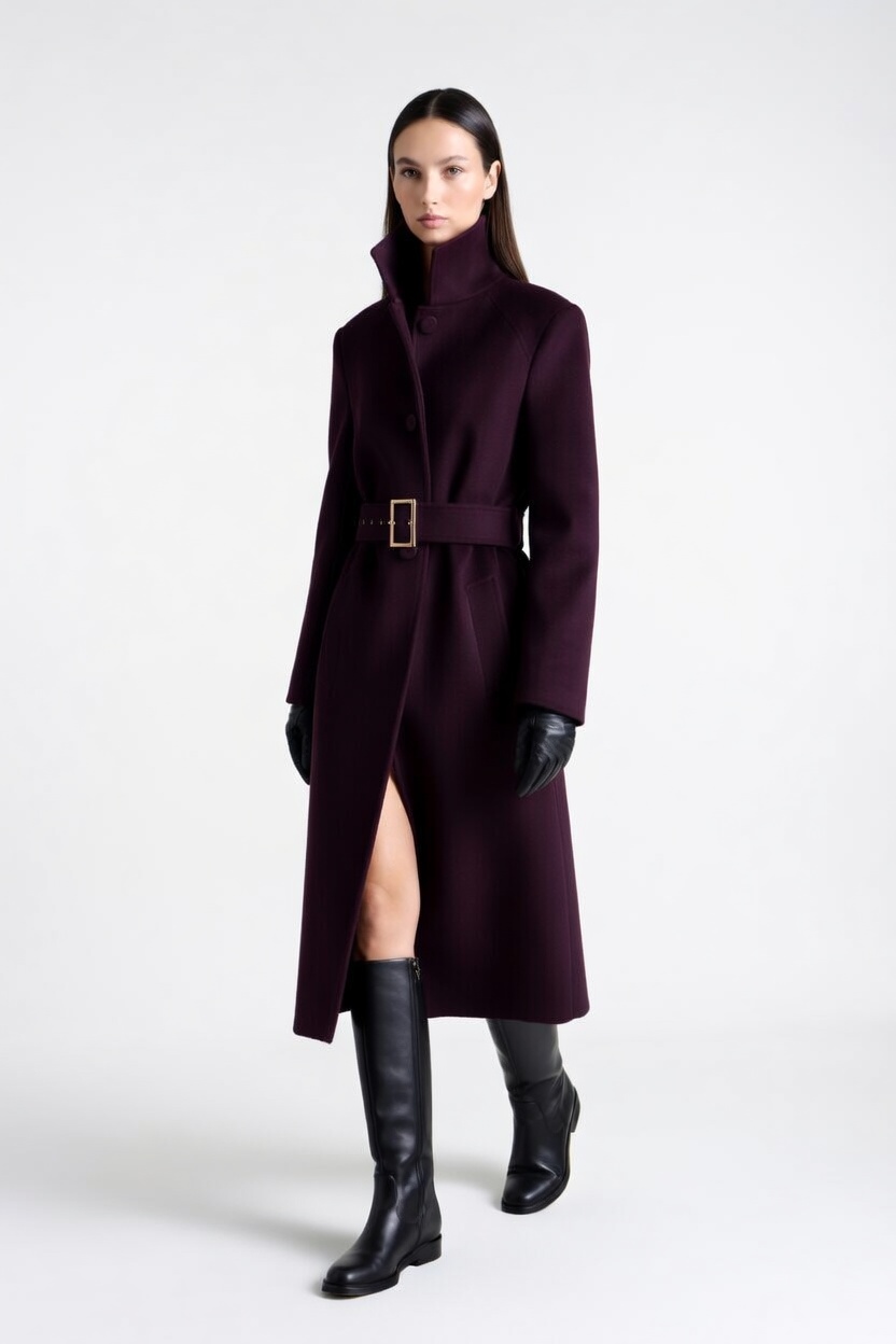 Abrigo Imperial Berenjena – Cashmere & Lana Premium