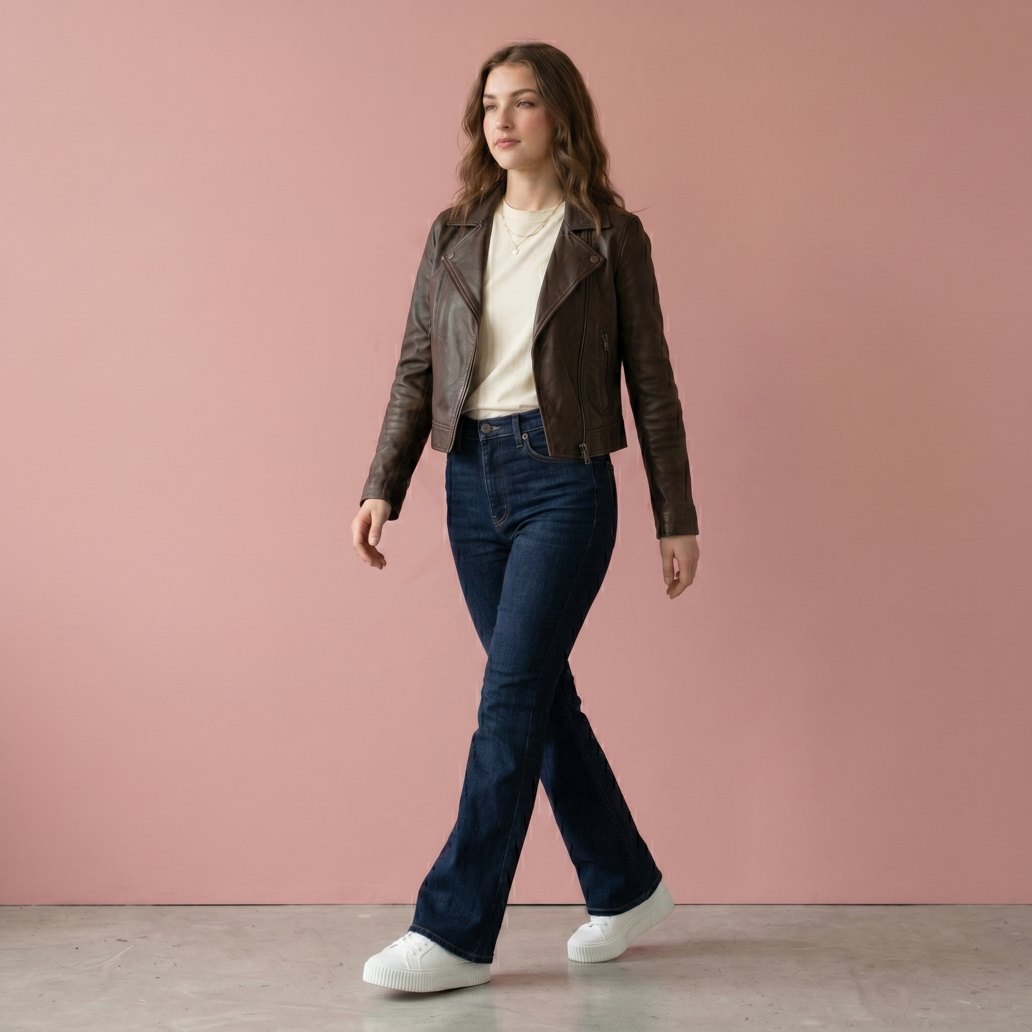 Chaqueta de Cuero Cropped Chocolate – Biker Premium